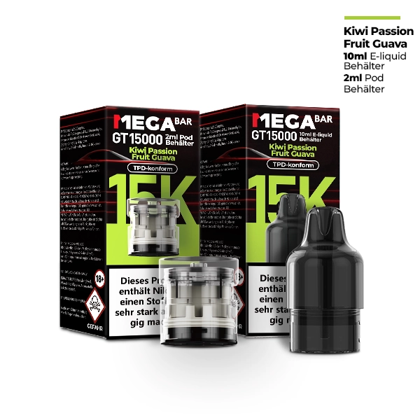 MEGABAR GT15000 - Prefilled Pod-Liquid - Kiwi Passion Fruit Guava